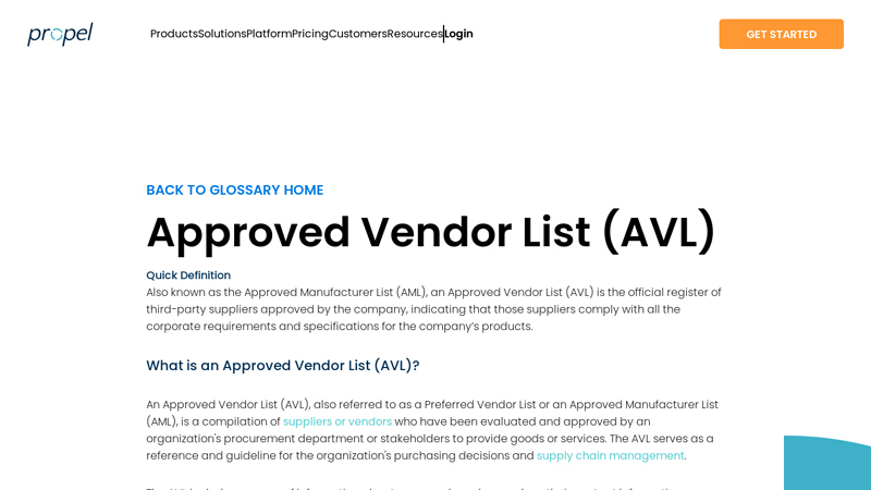 Approved Vendor List (AVL)