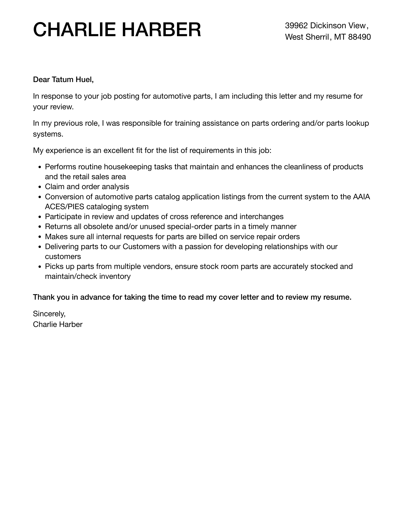 Illustrative example of autoparts from Google Search