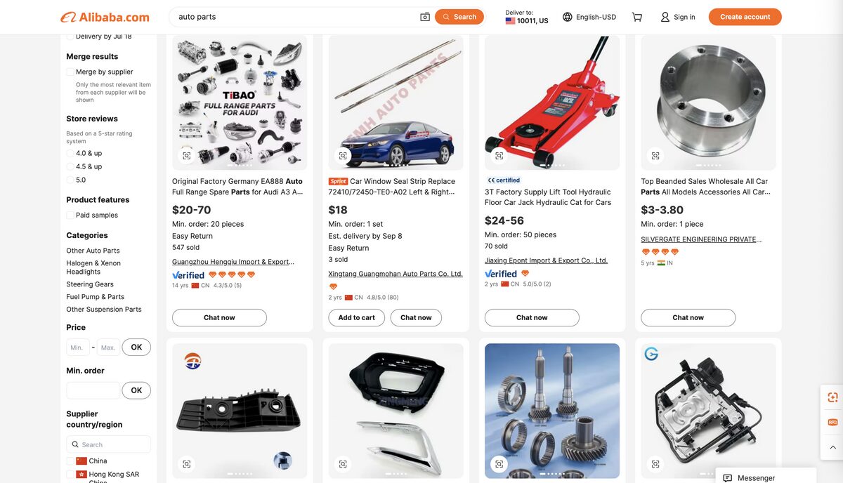 Illustrative example of autoparts from Google Search