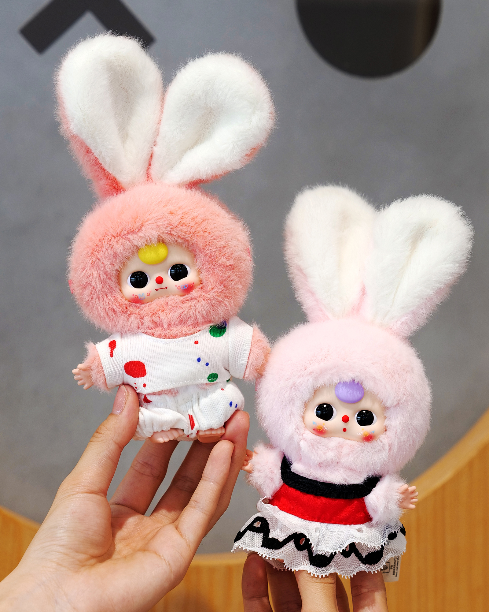 Baby Three Rabbit Macaron Cute Mini Bunny Plush Blind Box ...