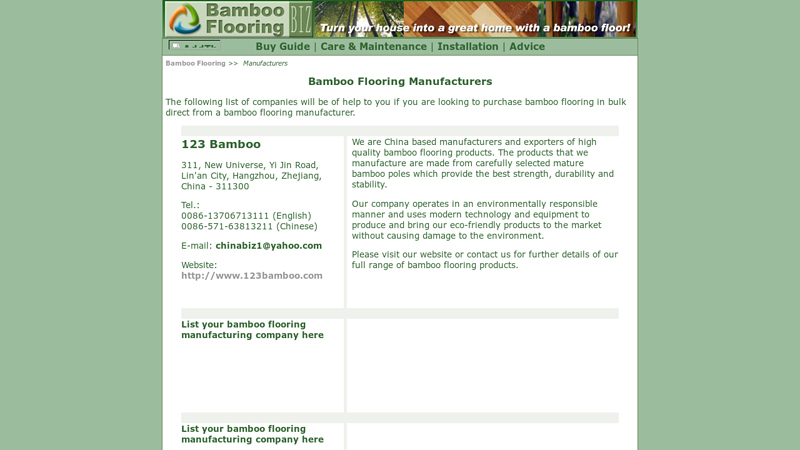 Bamboo Flooring Manufacturers