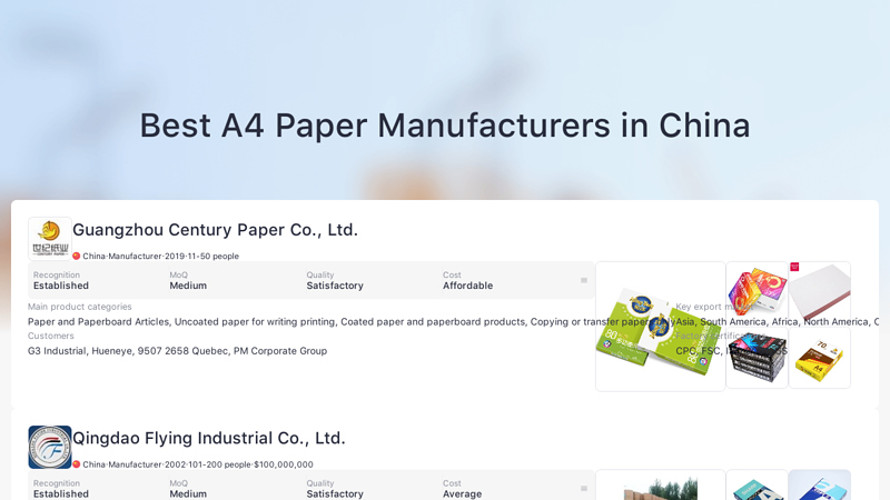 Best A4 Paper Manufacturers in China