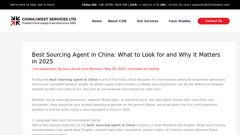 Best Sourcing Agent in China (2025)
