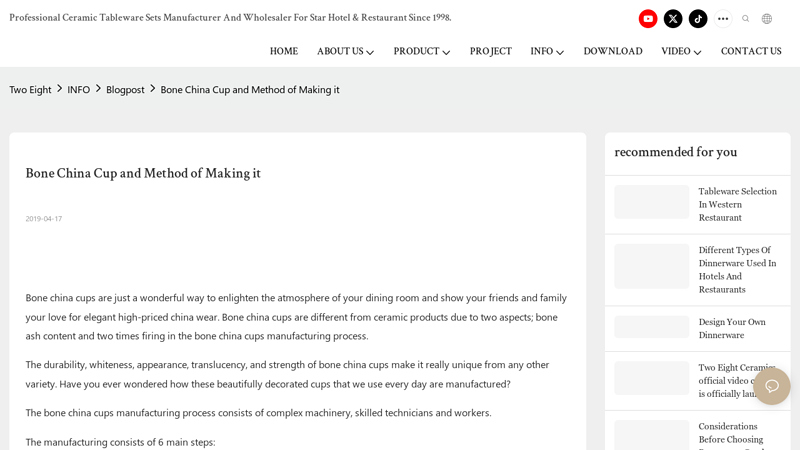 Bone China Cup and Method of Making It