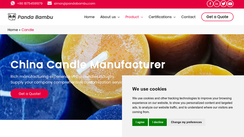 Candle Manufacturer and Supplier in China, Candle Factory