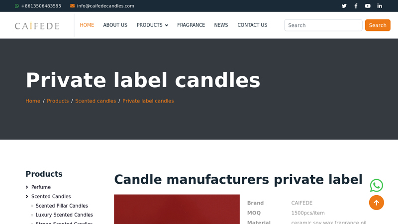 Candle manufacturers private label