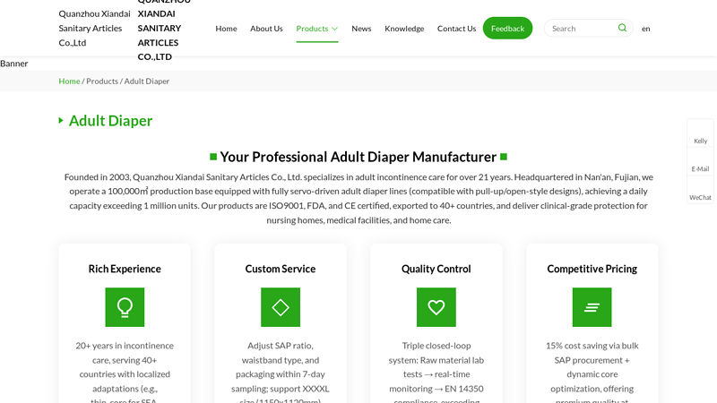 China Adult Diaper Manufacturers Suppliers Factory