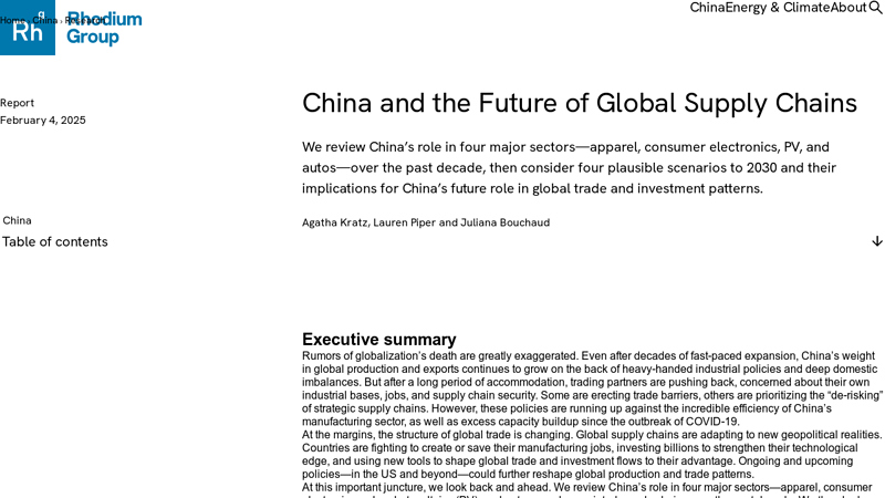 China and the Future of Global Supply Chains