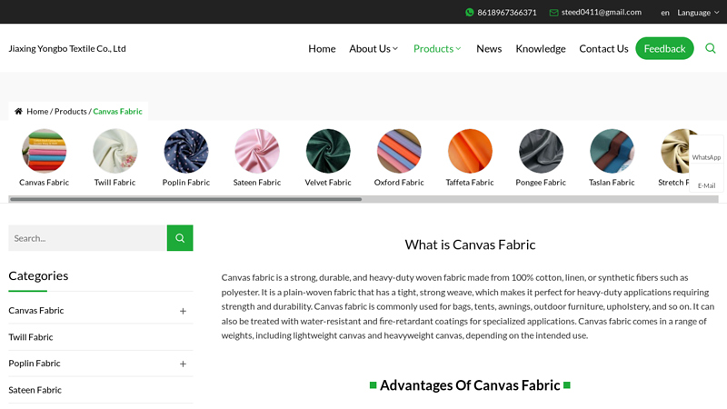 China Canvas Fabric Manufacturers Suppliers Factory