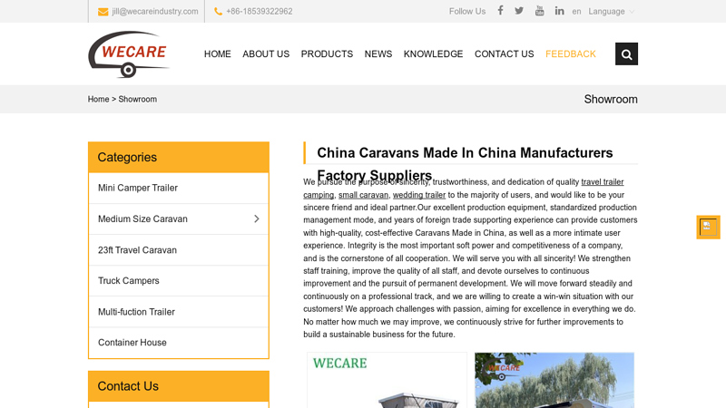 China Caravans Made in China Manufacturers Factory Suppliers