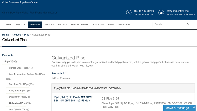 China Galvanized Pipe Manufacturer