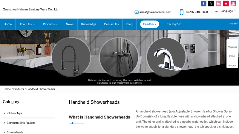 China Handheld Showerheads Manufacturers Suppliers Factory