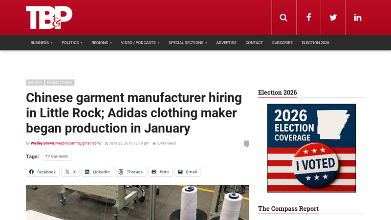 Chinese garment manufacturer hiring in Little Rock; Adidas clothing ...