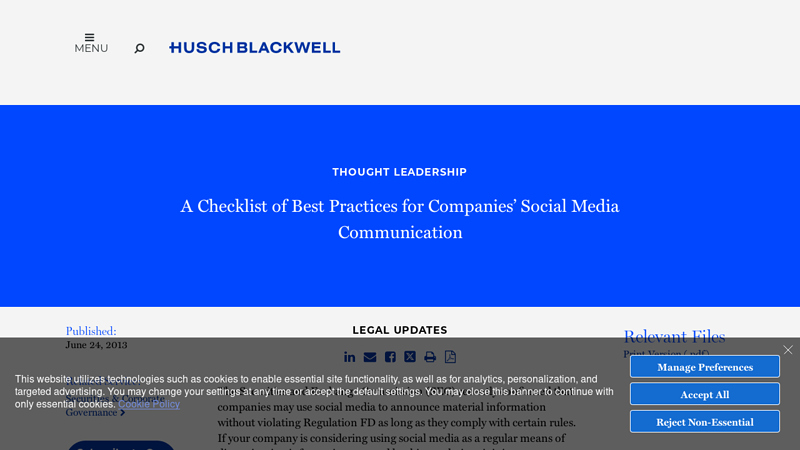 Companies' Social Media Communication Best Practices Checklist