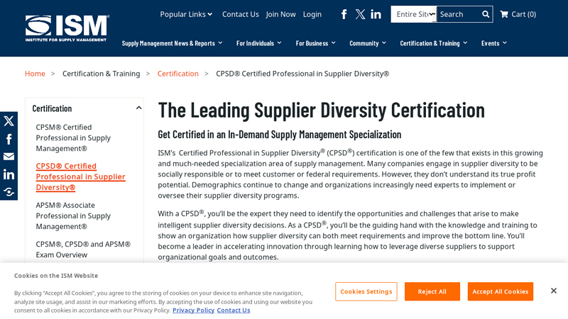 CPSD® Certified Professional in Supplier Diversity®