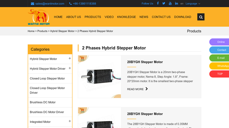 Custom 2 Phases Hybrid Stepper Motor Made in China