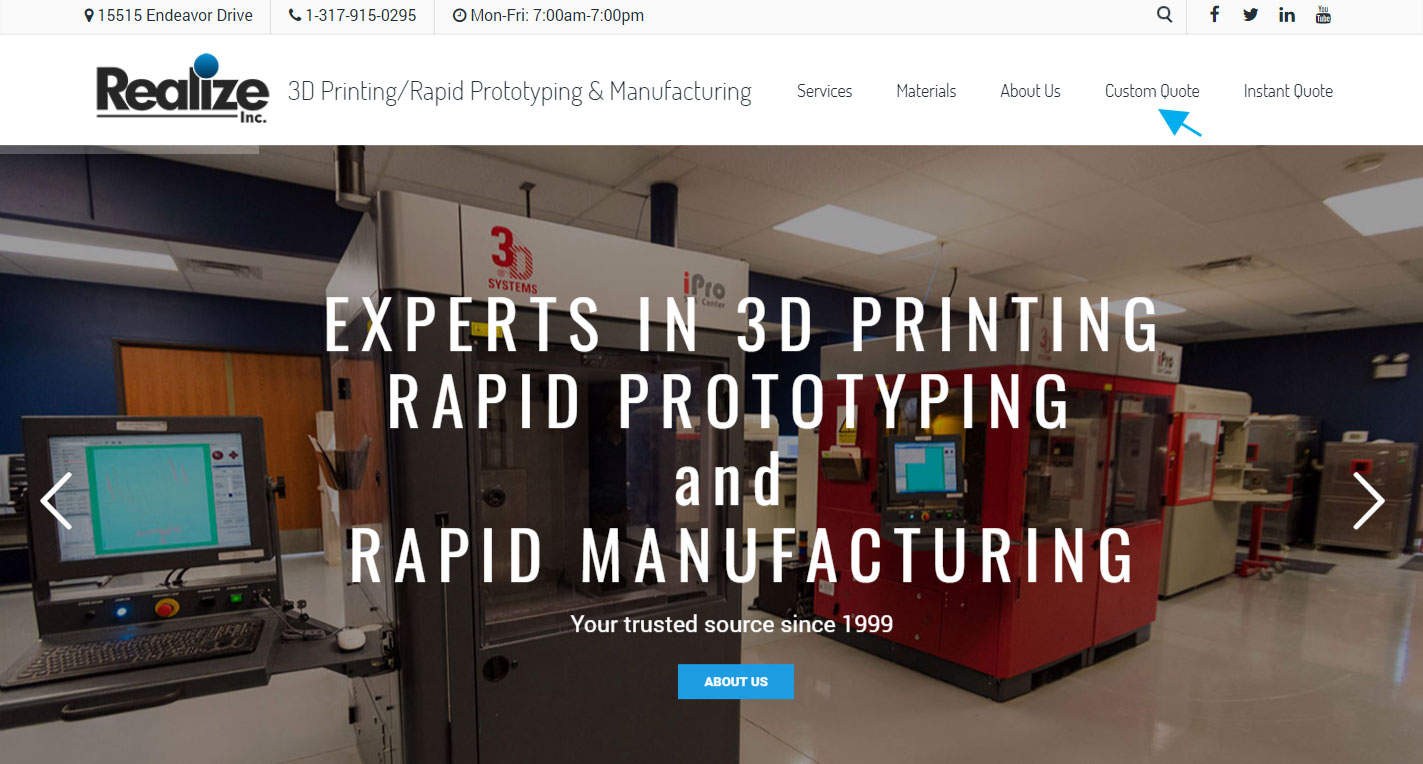 Custom 3D Printing and Rapid Prototyping by Realize Inc.