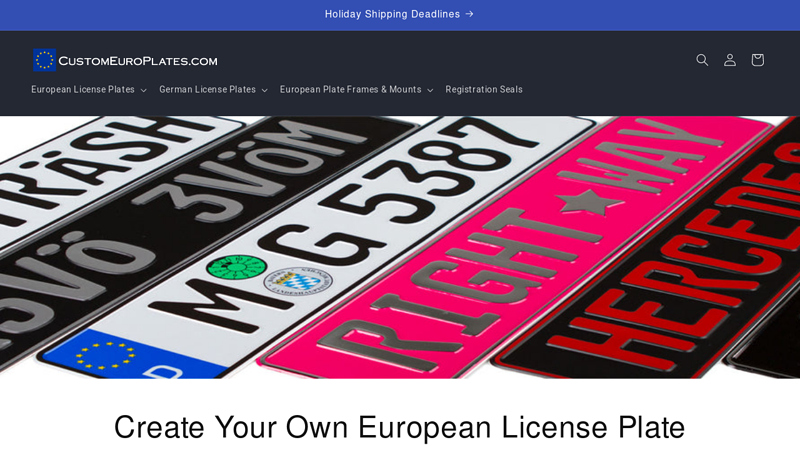 CustomEuroPlates.com Custom European License Plates