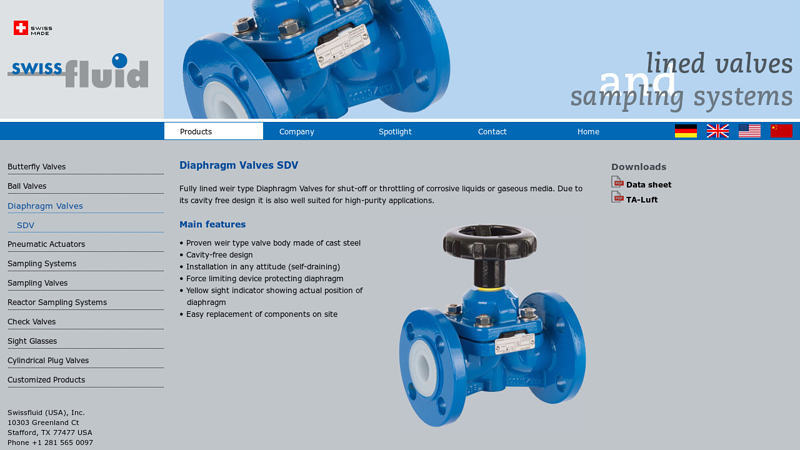 Diaphragm valves SDV