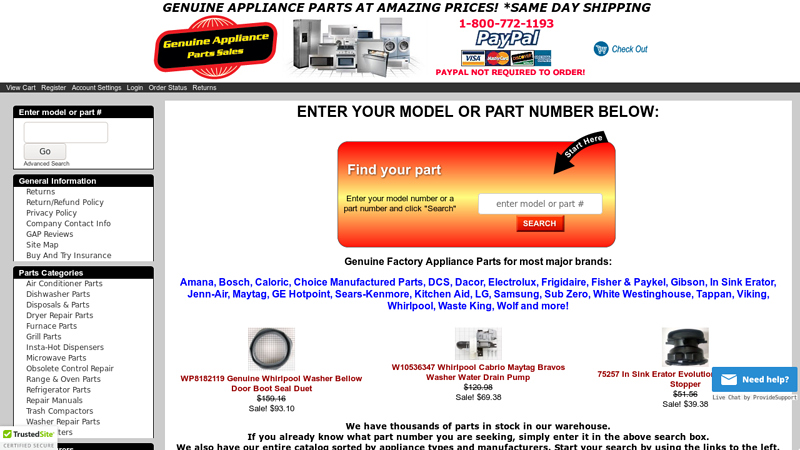 Discount Appliance Parts Genuine Appliance Parts Appliance ...