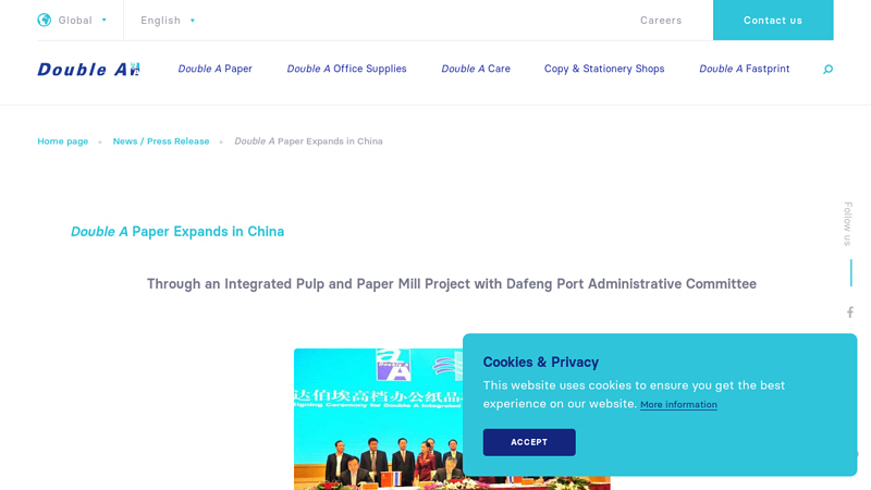 Double A Paper Expands in China
