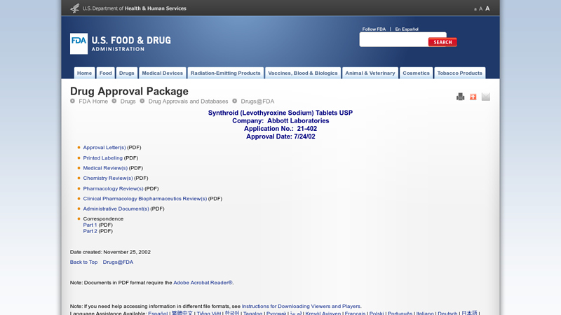 Drug Approval Package