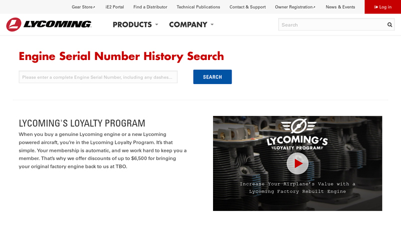 Engine Serial Number History Search