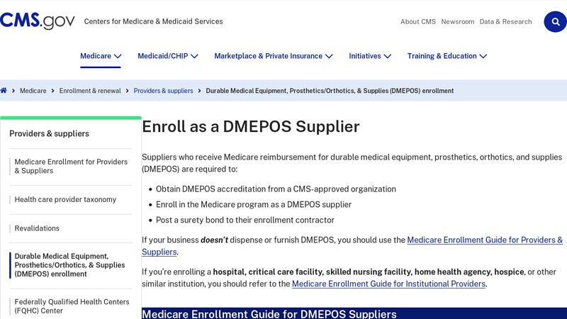 Enroll as a DMEPOS Supplier