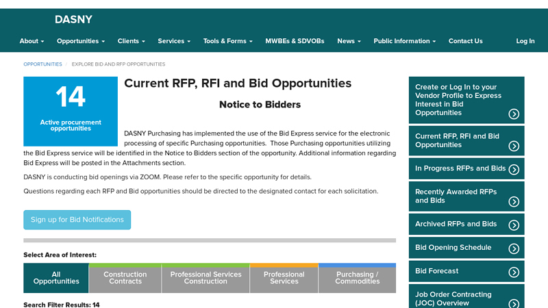 Explore Bid and RFP Opportunities