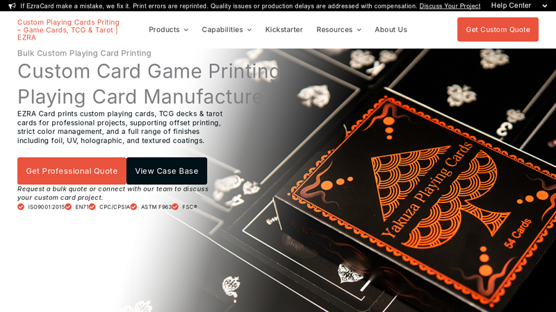 EZRA Card: Custom Playing Cards Manufacturer