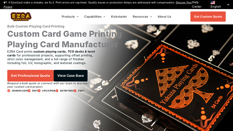 EZRA Card: Custom Playing Cards Manufacturer