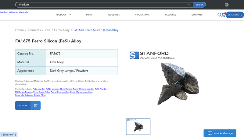 FA1675 Ferro Silicon (FeSi) Alloy