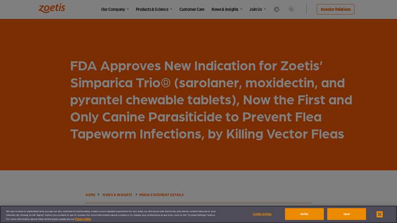FDA Approves New Indication for Zoetis' Simparica Trio® (sarolaner ...