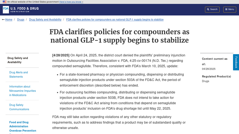 FDA clarifies policies for compounders as national GLP