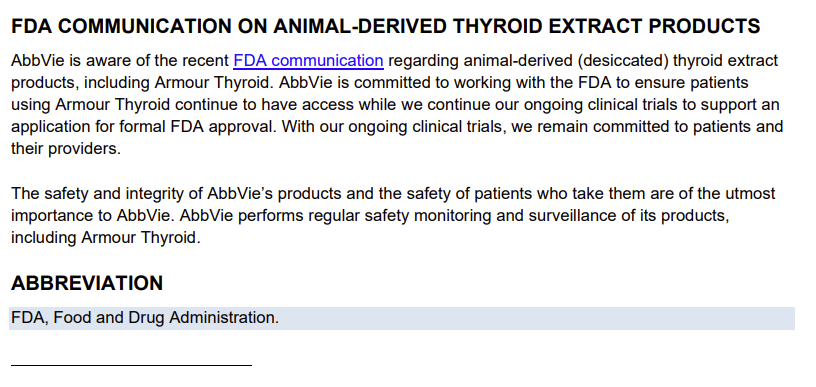 FDA Threatens Action Over Desiccated Thyroid Extract (DTE) Products