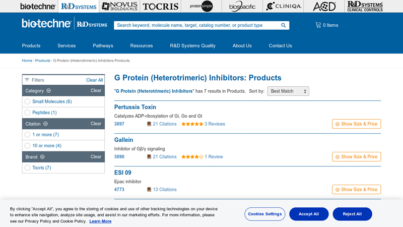 G Protein (Heterotrimeric) Inhibitors Products