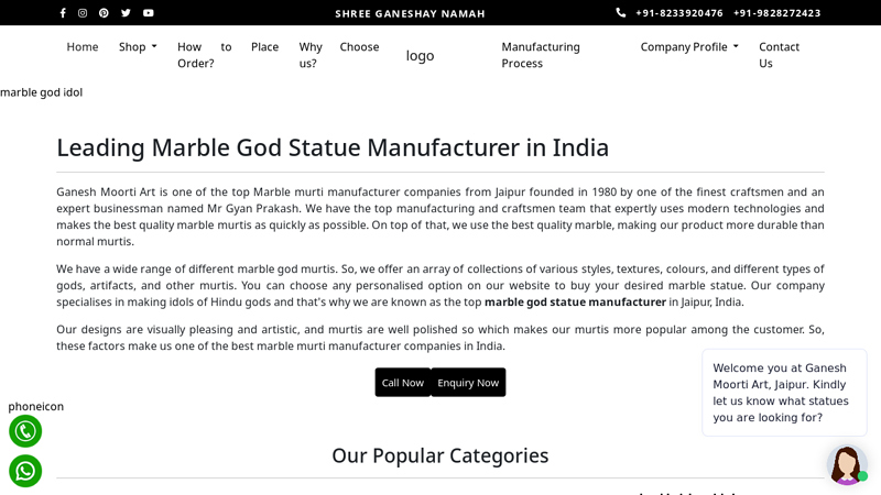 Ganesh Moorti Art: Marble God Statue Manufacturer