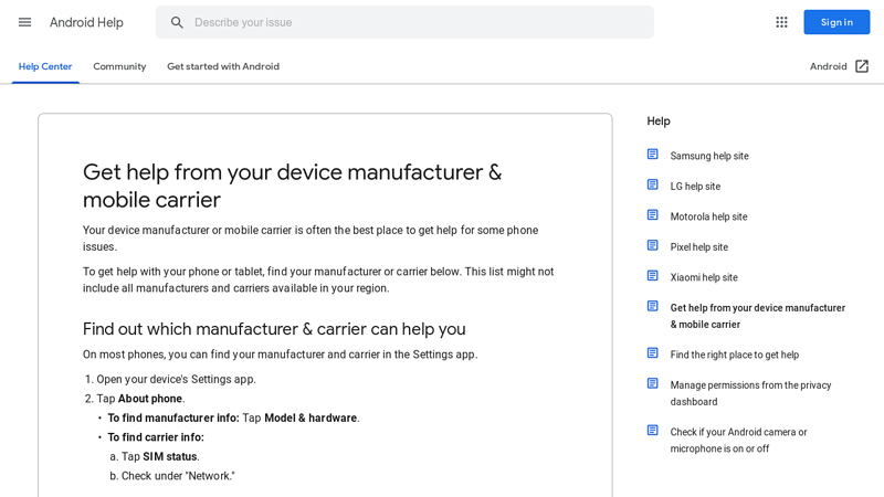 Get help from your device manufacturer & mobile carrier