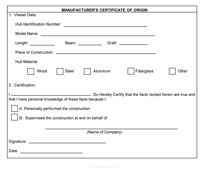 Getting a certificate of origin for a vehicle