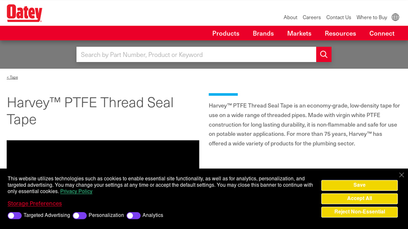 Harvey™ PTFE Thread Seal Tape