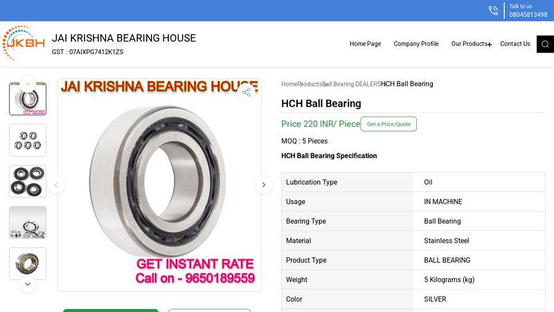 HCH Ball Bearing Manufacturer in Delhi,Exporter,Supplier