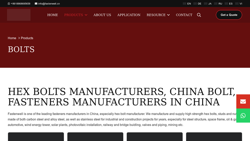 Hex Bolt Manufacturer, China Bolt, Fastener manufacturer in China