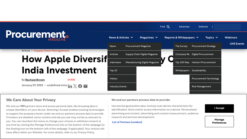 How Apple Diversifies its Supply Chain with India Investment