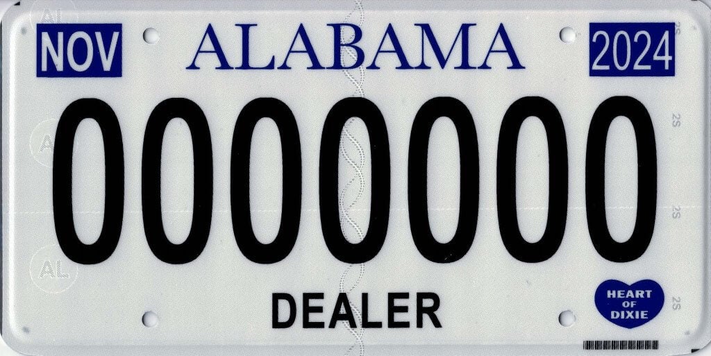 How do I obtain an Alabama Dealer or Manufacturer License Plate?
