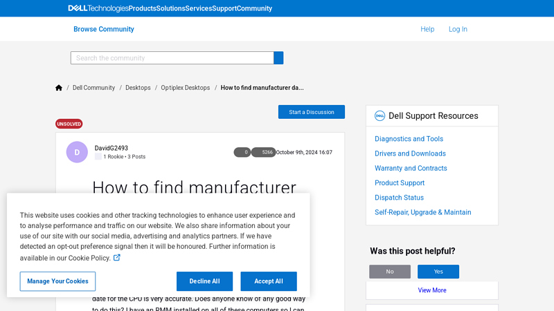 How to find manufacturer date of Dell computers in bulk