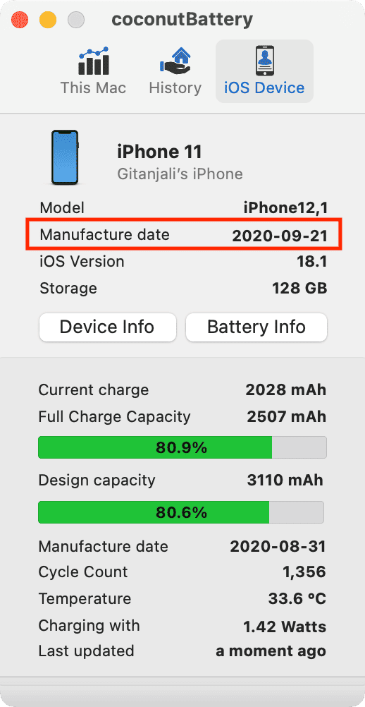 how to find the date of manufacture of my iphone