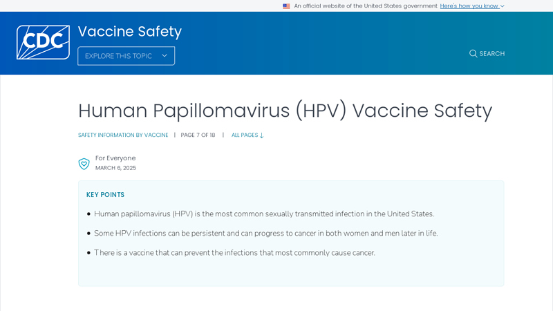 Human Papillomavirus (HPV) Vaccine Safety