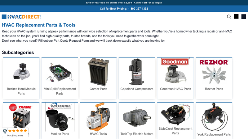 HVAC Replacement Parts & Tools