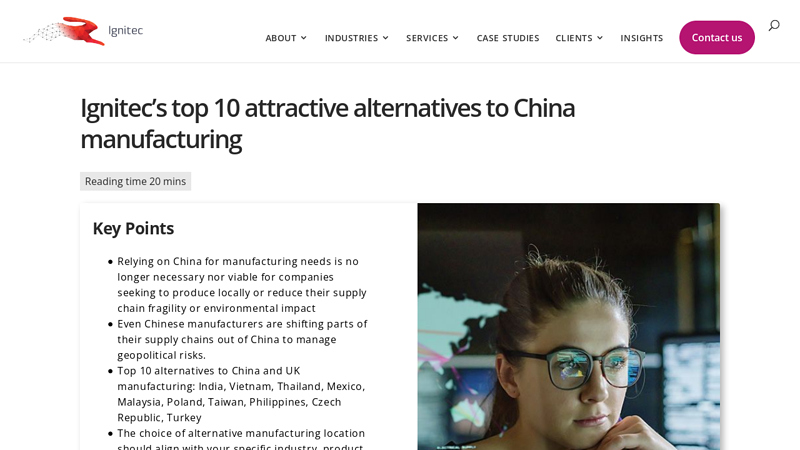 Ignitec's top 10 attractive alternatives to China manufacturing