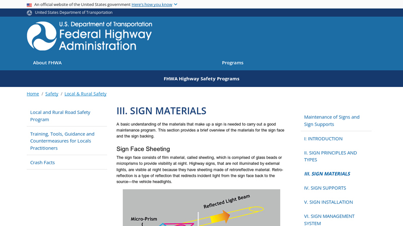 III. SIGN MATERIALS